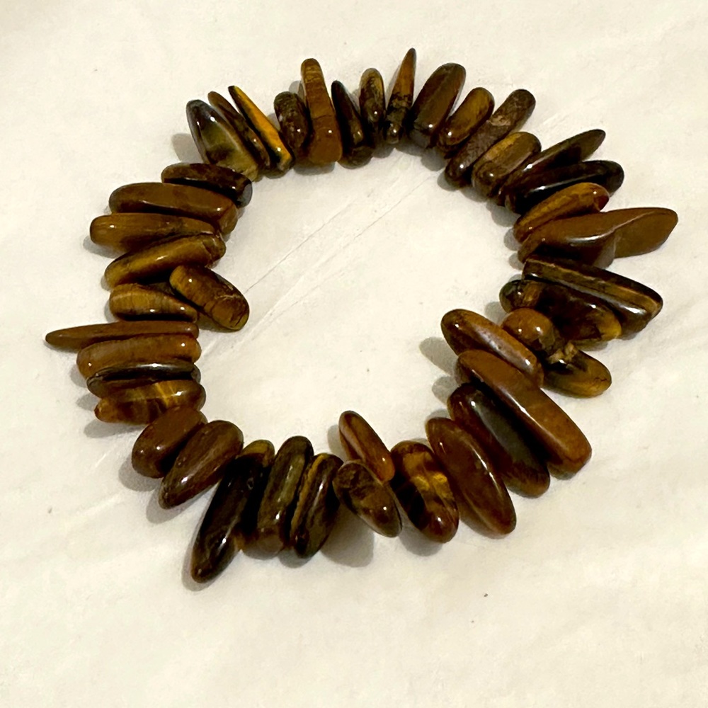 Tiger's Eye Beads Tooth Gemstone Stretching Bracelet